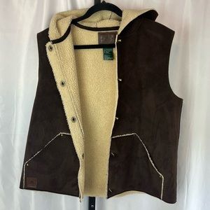 Lauren Ralph Lauren Faux Suede Sherpa Lined Vest, size Large